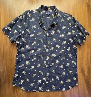Ben Sherman Navy Printed Floral Neps Shirt XL